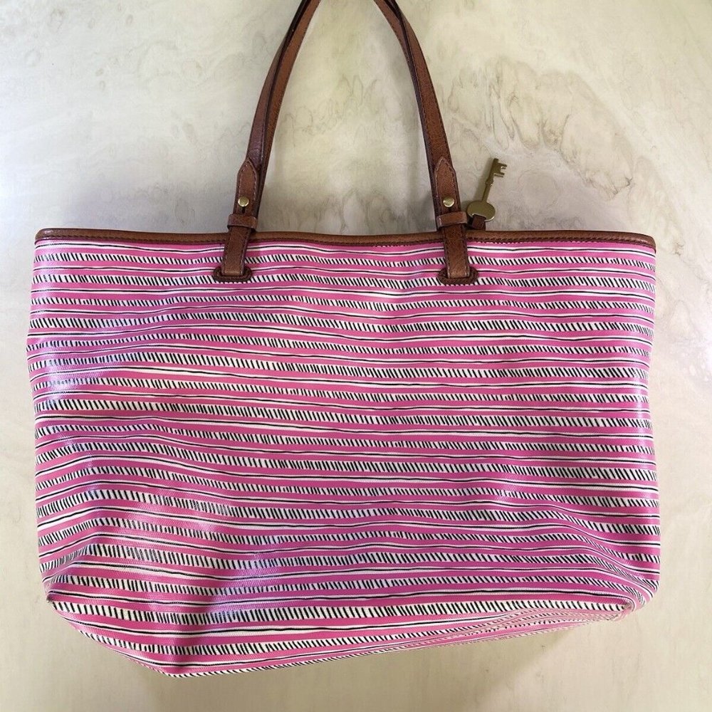 Used Fossil Tote Bag Vinyl Good Condition